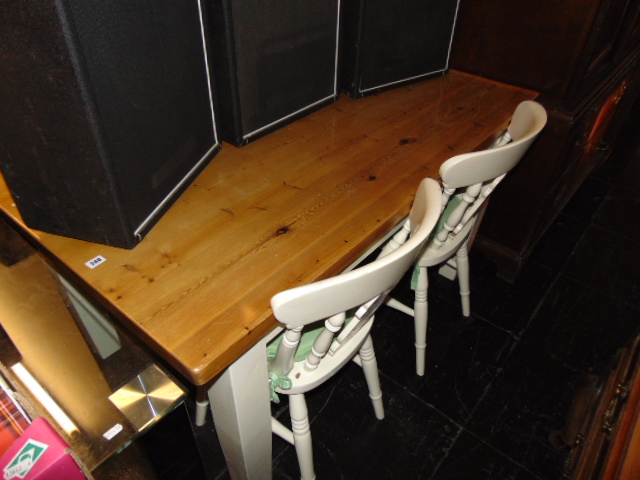 A Pine decorative kitchen table and six chairs - Image 2 of 2