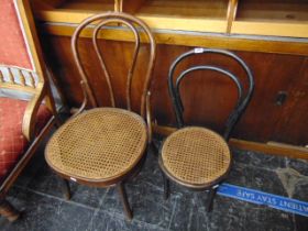 A Bentwood nursing chair and child's chair