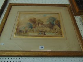 A gilt framed watercolour Farmhouse scene