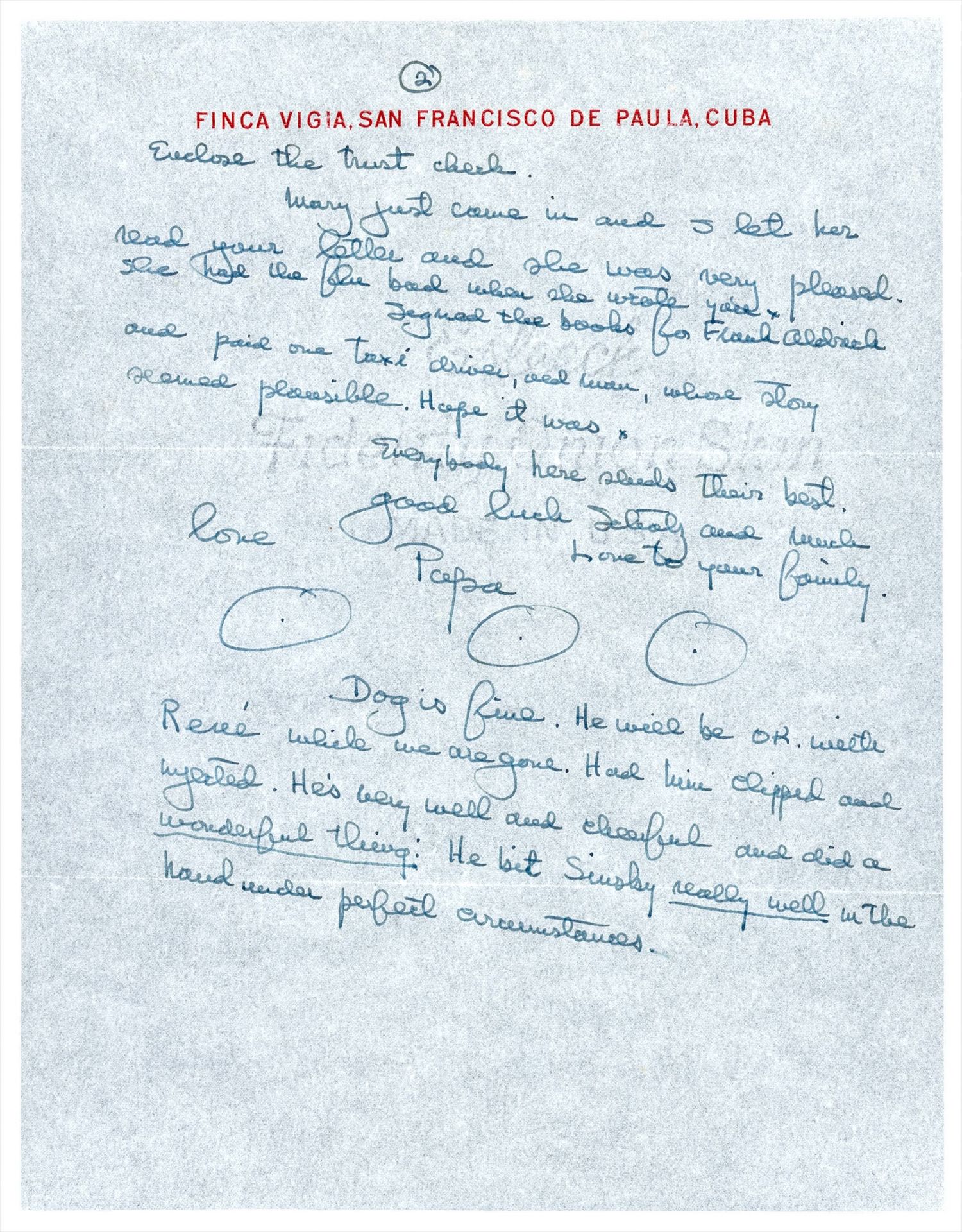 Hemingway, Ernest. Eigenhändiger Brief - Image 2 of 3