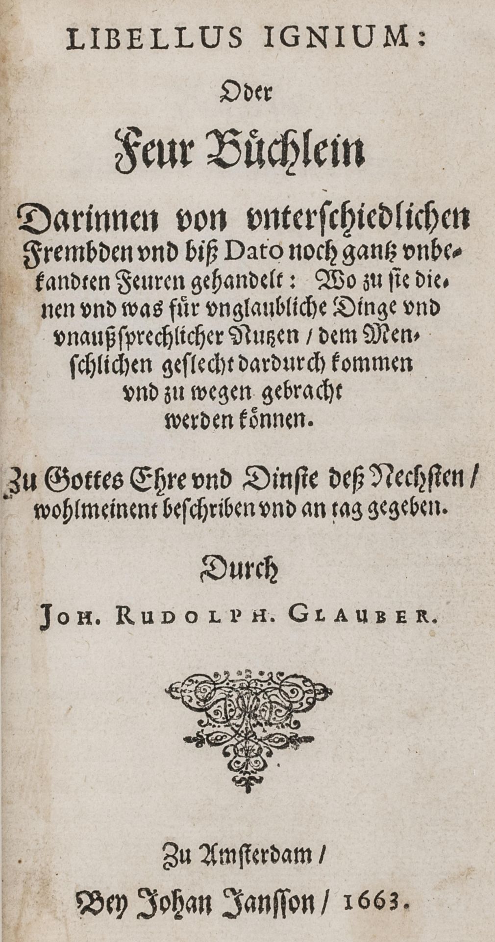 Chemie - - Glauber, Johann Rudolph.