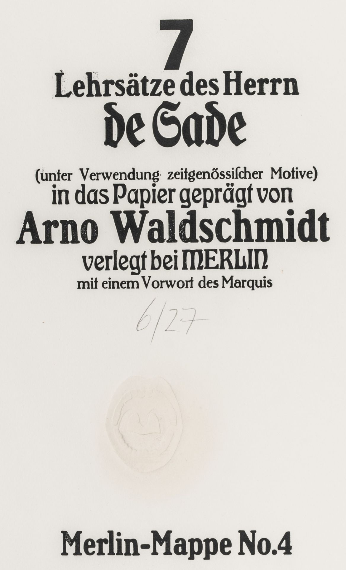 Waldschmidt, Arno. 7 Lehrsätze des - Bild 2 aus 4