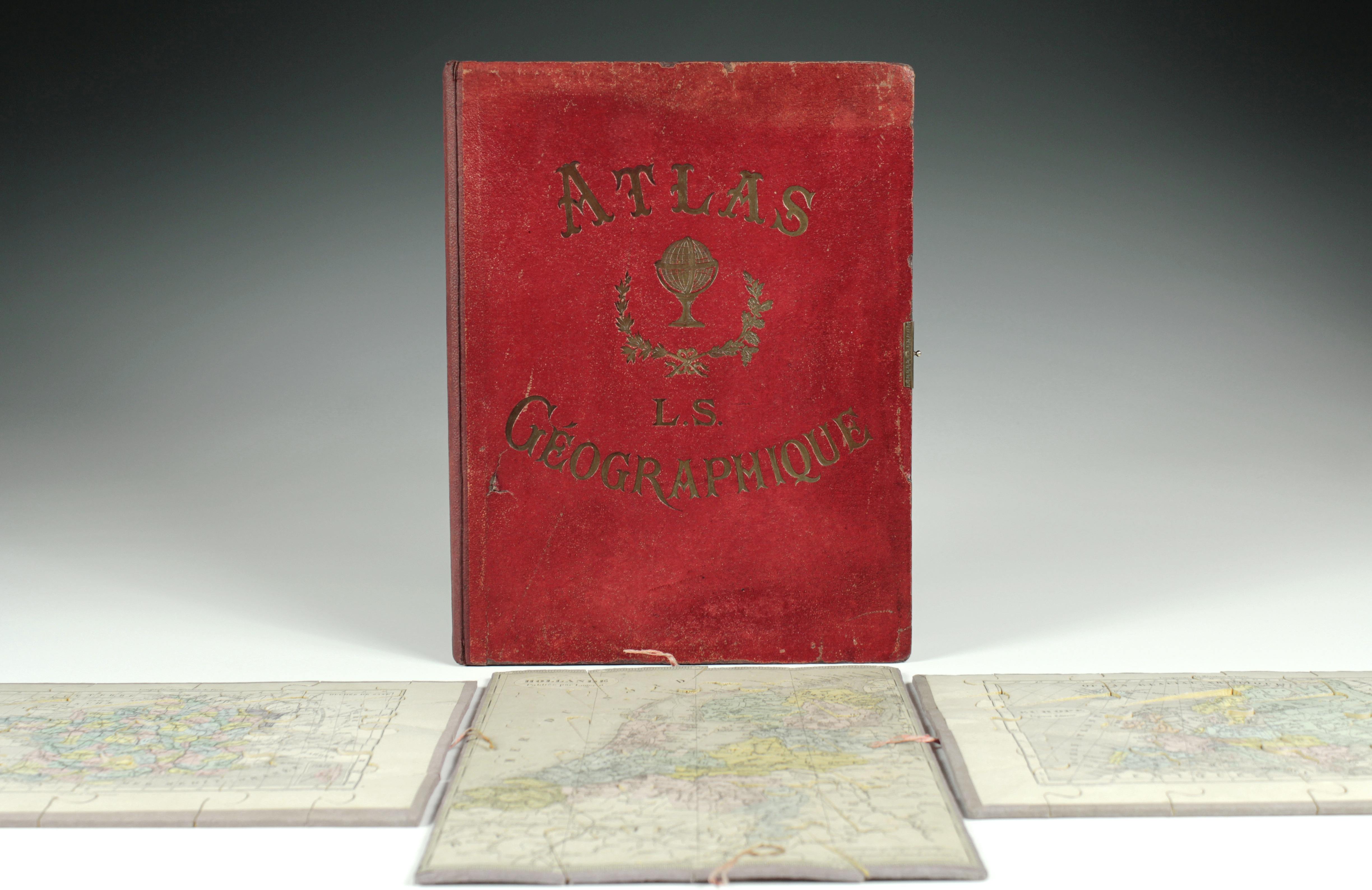 Geographie-Puzzle. Frankreich, um 1860, Atlas Géographique, drei Karten von Europa, Frankreich und - Image 3 of 3