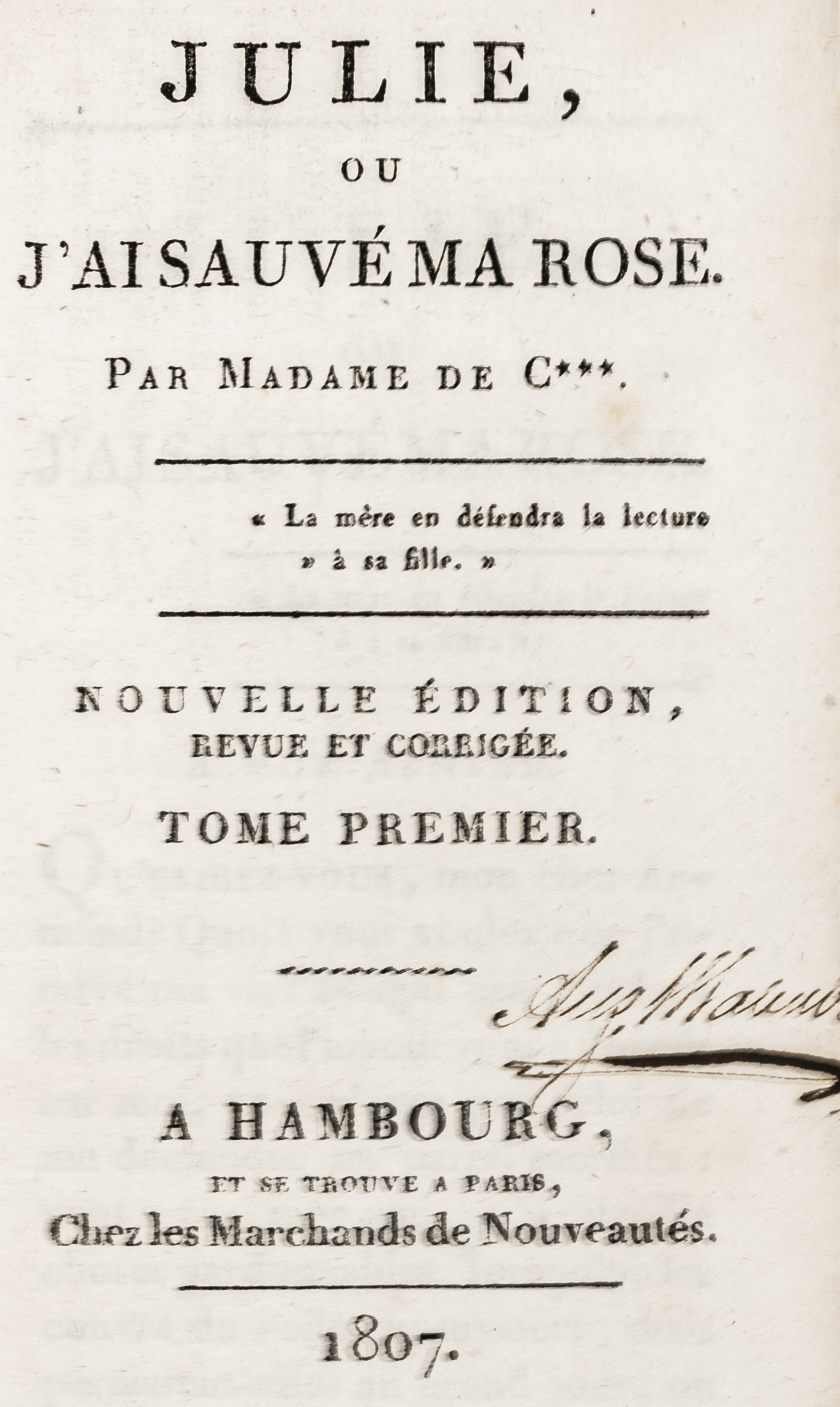 Choiseul-Meuse, Félicité de. Julie, ou