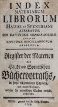 Buchwesen - Haude und Spener. Index
