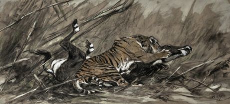 Huggins, William. Tiger attacking