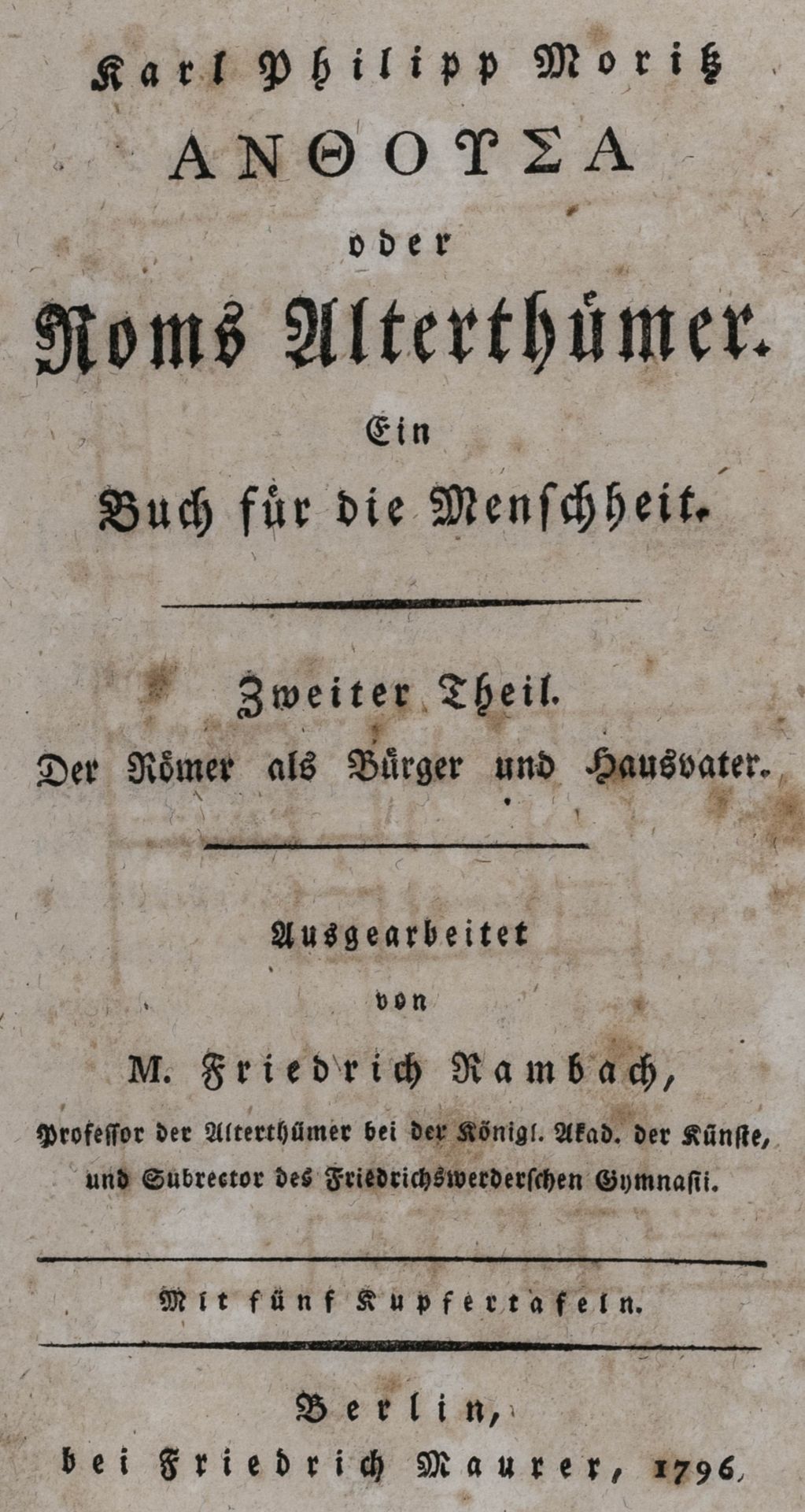 Moritz, Karl Philipp; Rambach, - Image 3 of 6
