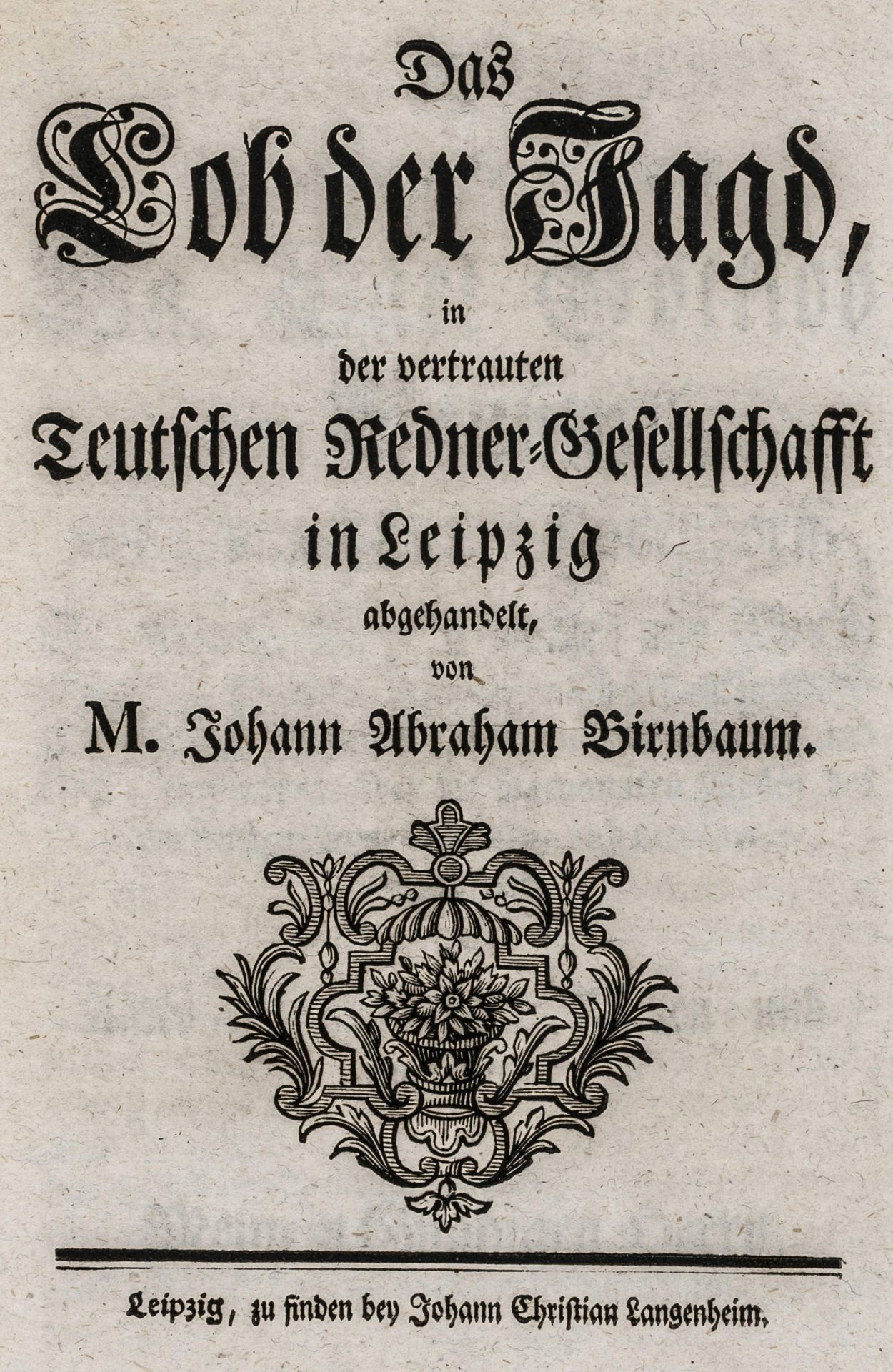 Jagd - Birnbaum, Johann Abraham. Das