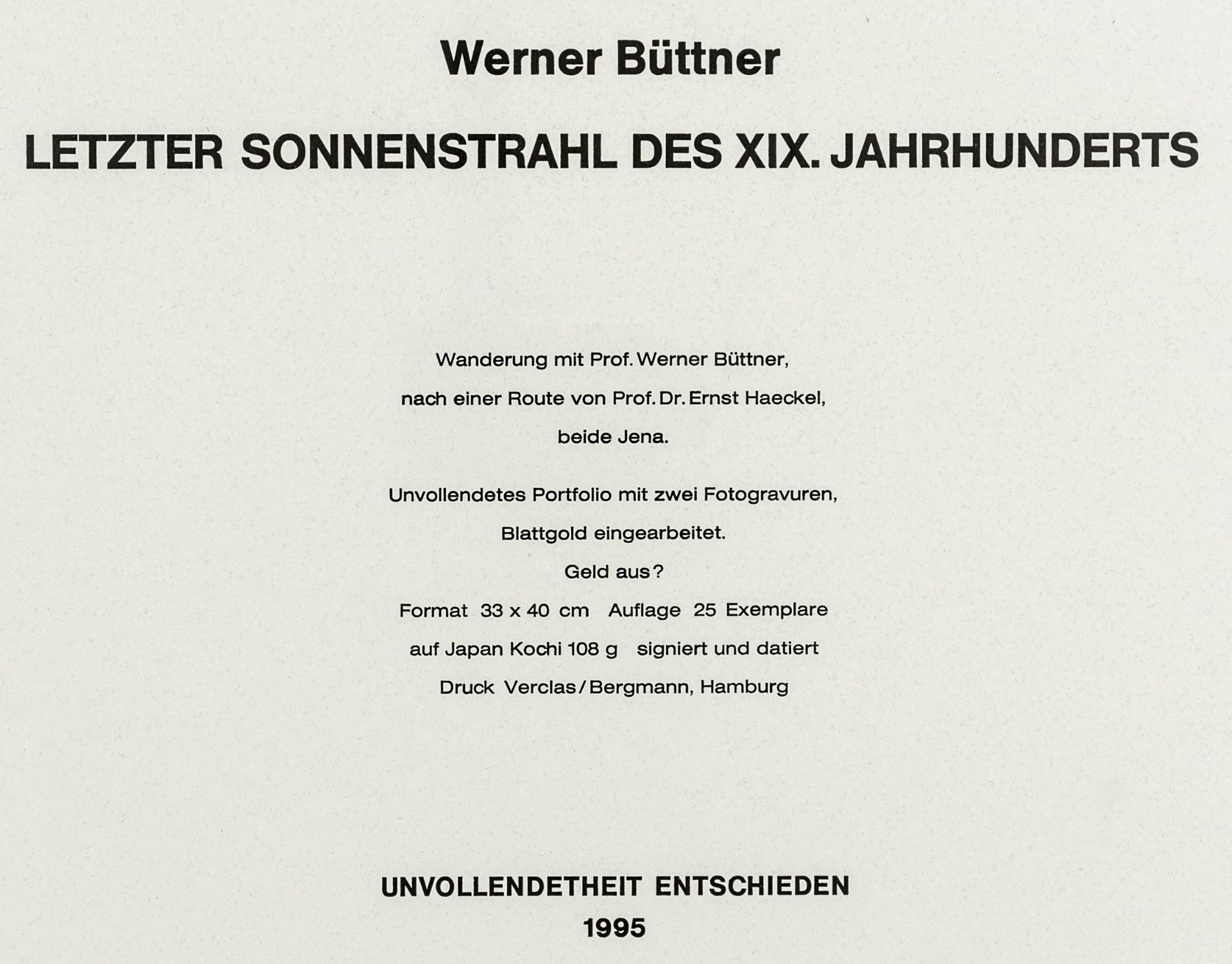 Büttner, Werner. Letzter Sonnenstrahl - Image 3 of 3