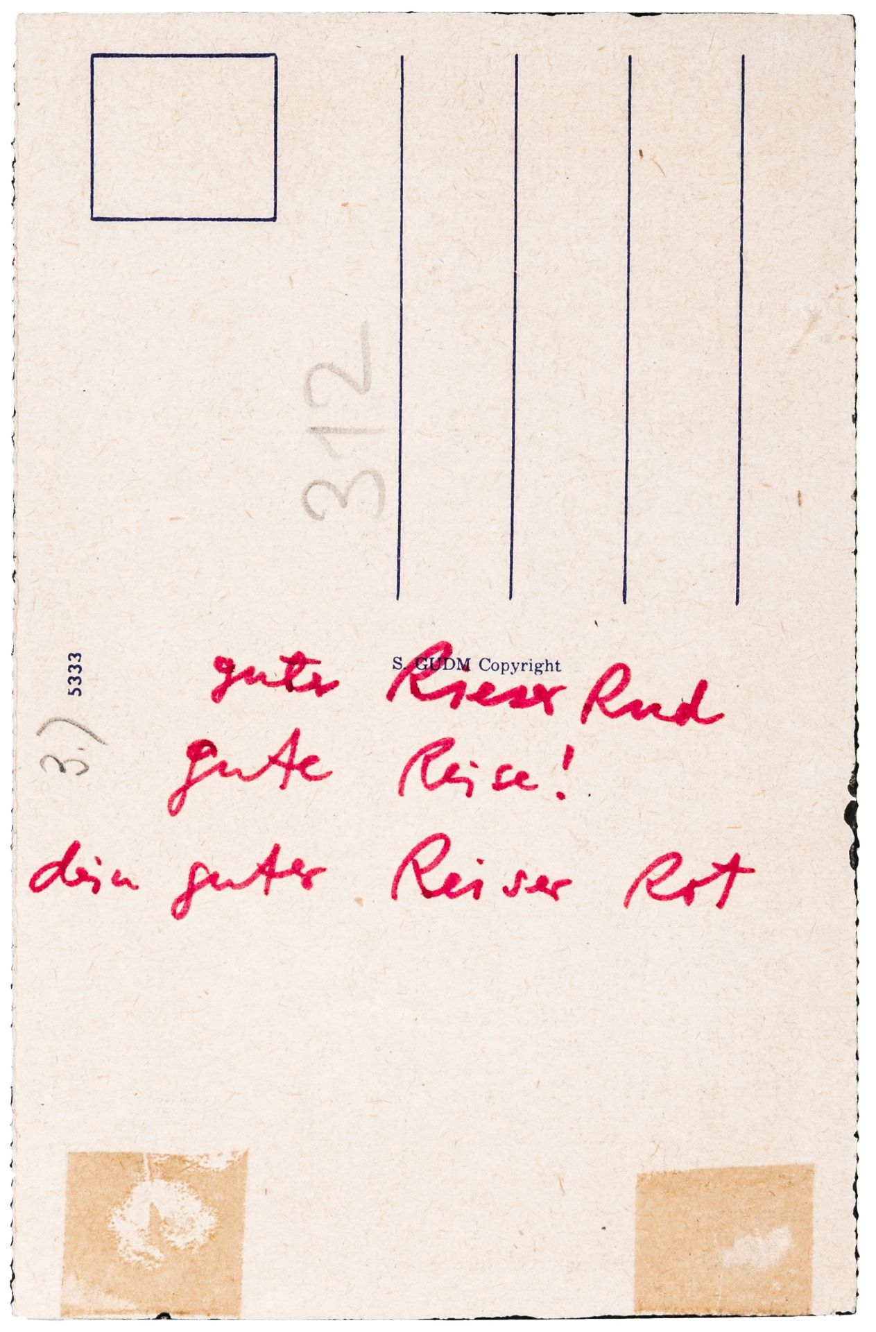 Roth, Dieter. Übermalte Postkarte. - Image 2 of 2