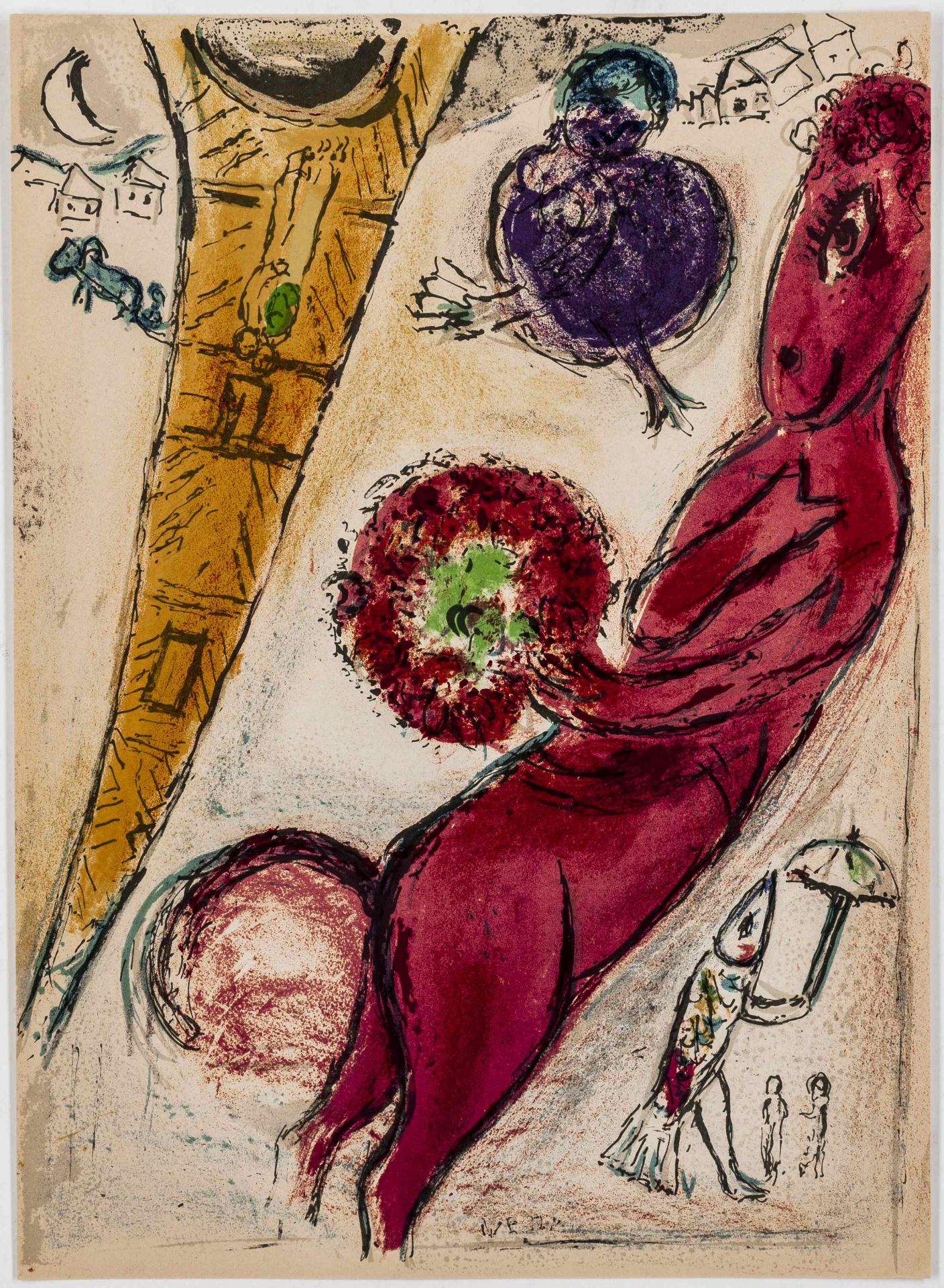 Chagall, Marc. La Tour Eiffel à l'Âne. - Bild 3 aus 3