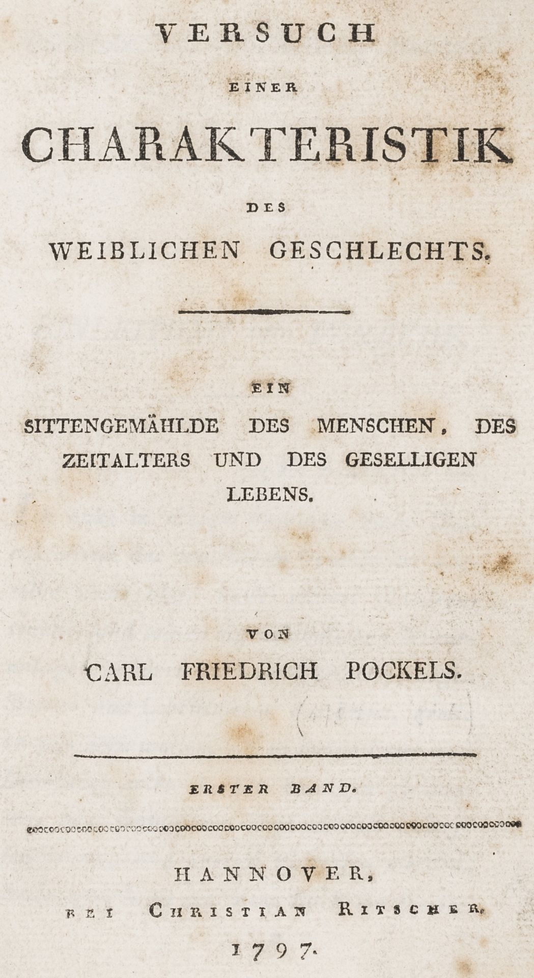 Pockels, Carl Friedrich. Versuch einer