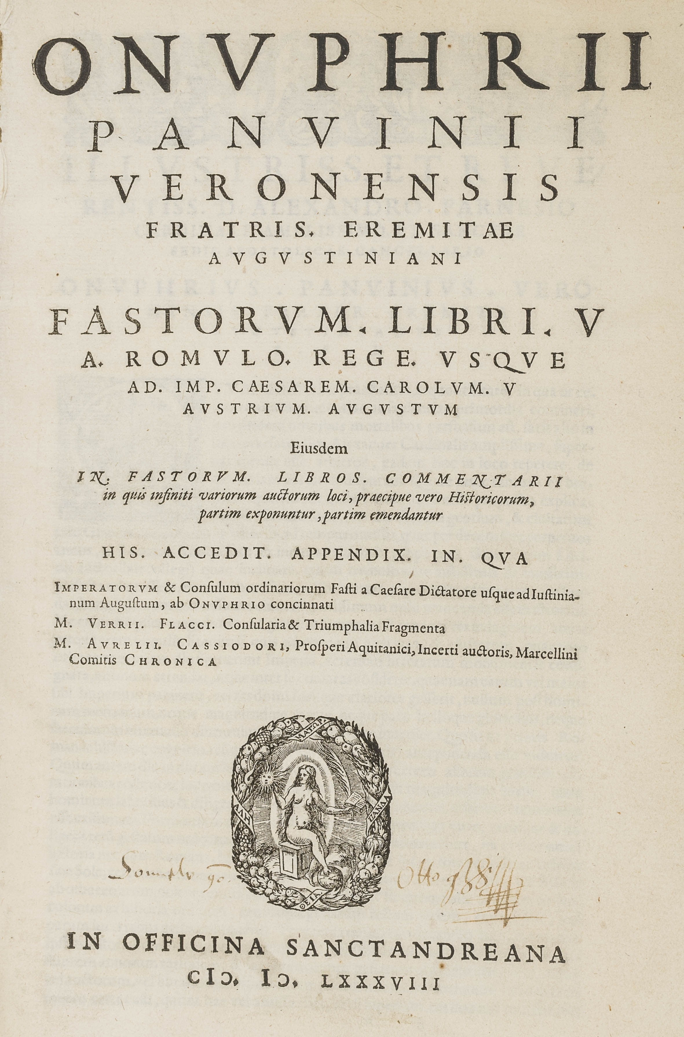 Panvinio, Onofrio. Fastorum libri V.