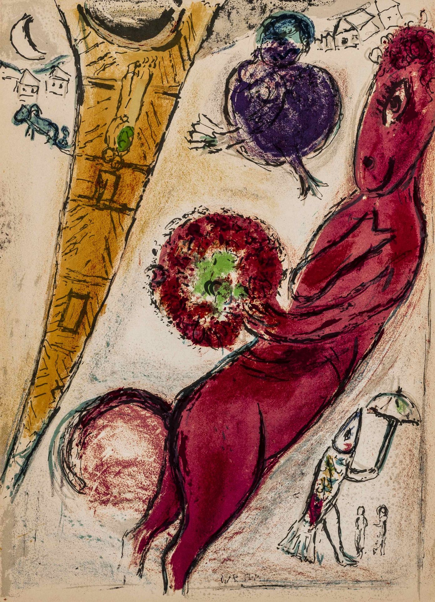 Chagall, Marc. La Tour Eiffel à l'Âne.