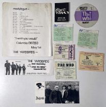 THE WHO / THE YARDBIRDS - COLLECTION OF MEMORABILIA INC TICKETS / PROMO ETC.