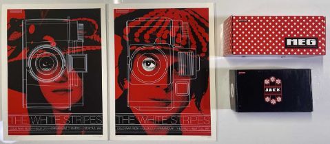 THE WHITE STRIPES - JACK WHITE AND MEG WHITE LOMOGRAPHY CAMERAS IN BOXES WITH MATCHING POSTER SET.