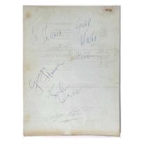 THE BEATLES - MARCH 1964 SIGNATURES ON TOP OF THE POPS CAMERA SHEET WITH LYRICS.