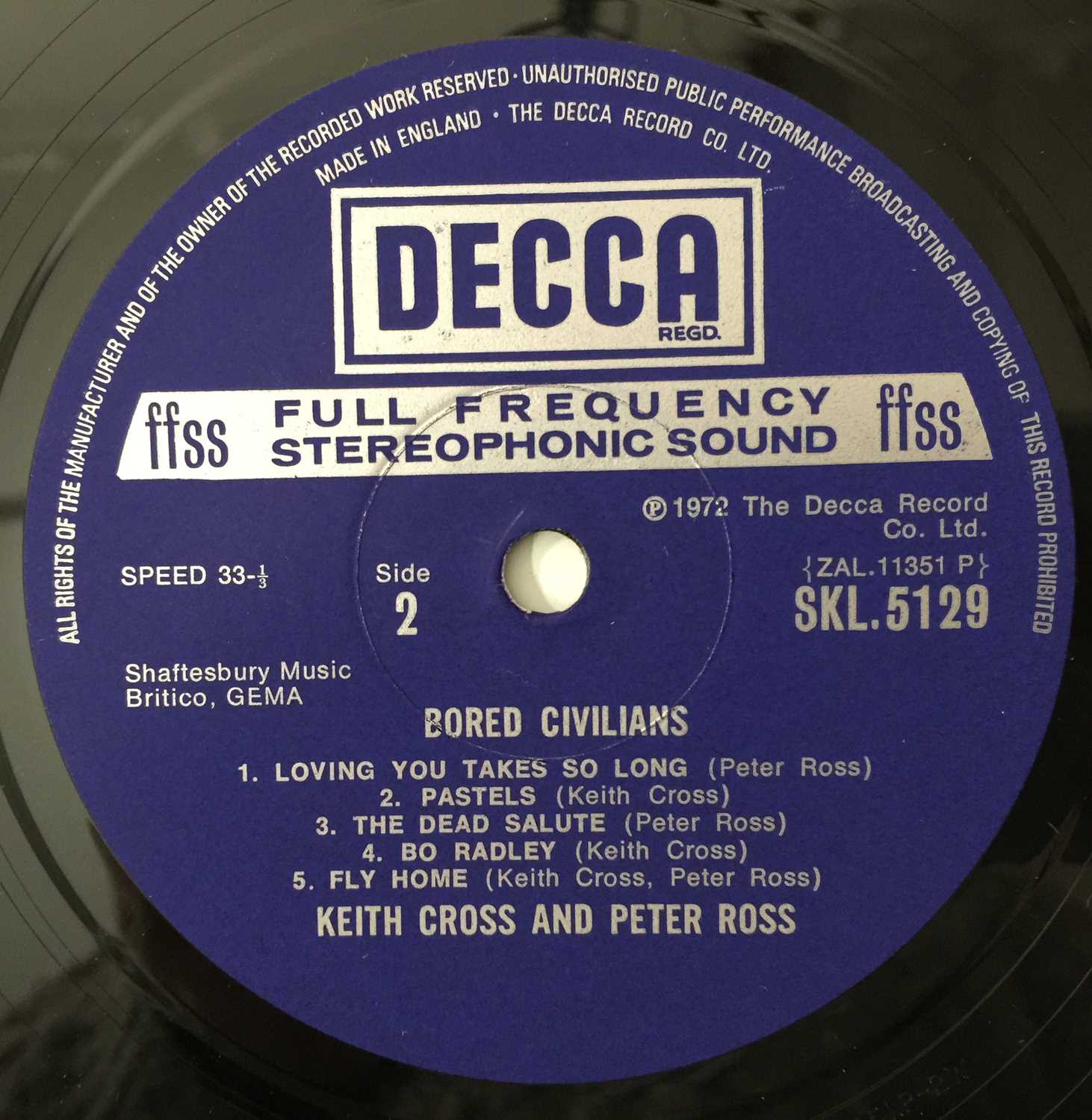 KEITH CROSS AND PETER ROSS - BORED CIVILIANS LP (UK STEREO ORIGINAL - DECCA - SKL.5129) - Image 5 of 5