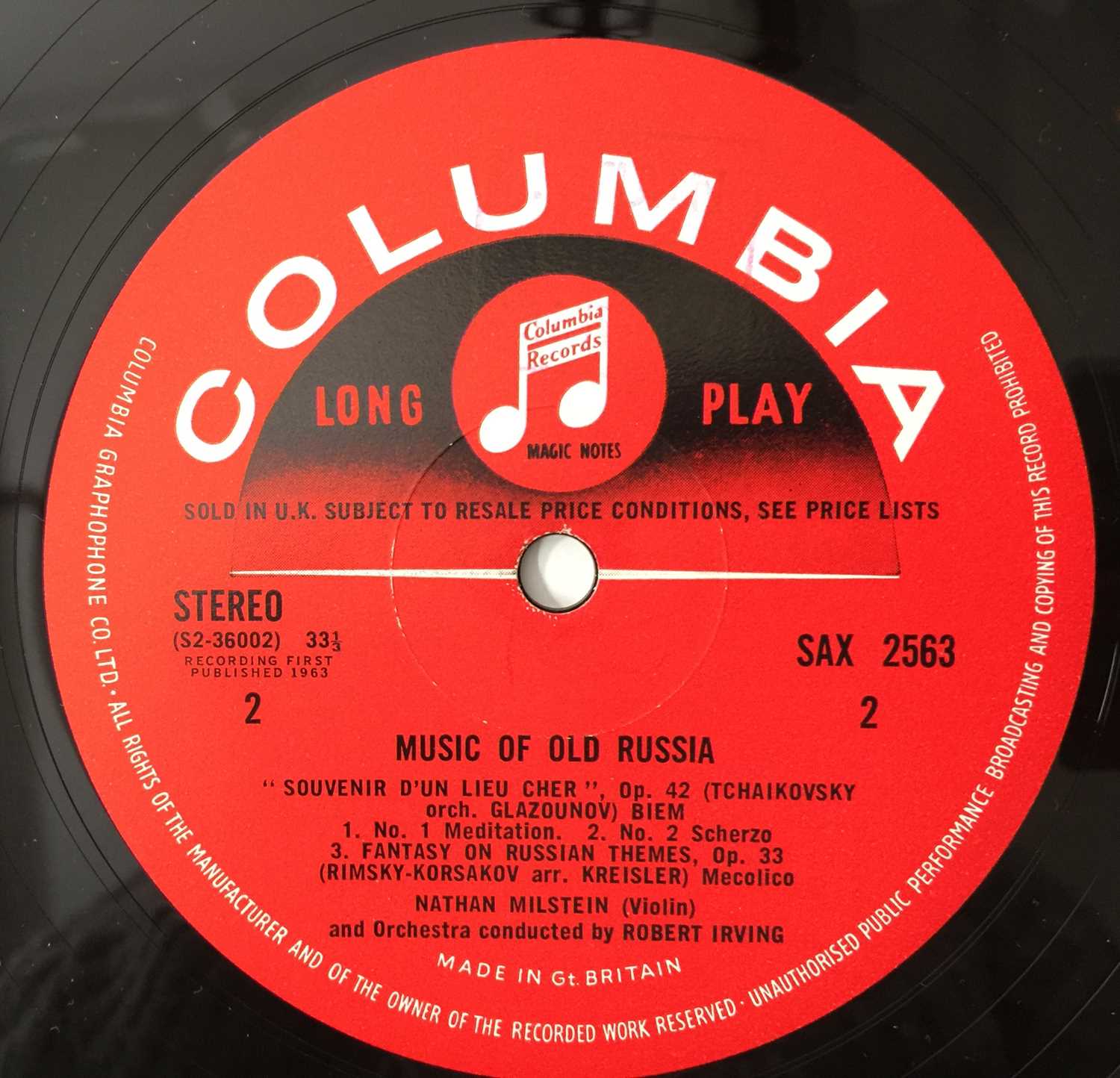 NATHAN MILSTEIN - MUSIC OF OLD RUSSIA LP (ORIGINAL UK STEREO RECORDING - COLUMBIA SAX 2563) - Image 5 of 5