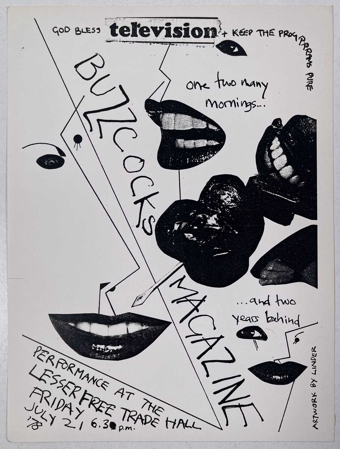 BUZZCOCKS / MAGAZINE 1978 FREE TRADE HALL MANCHESTER FLYER - TONY WILSON ARCHIVE.