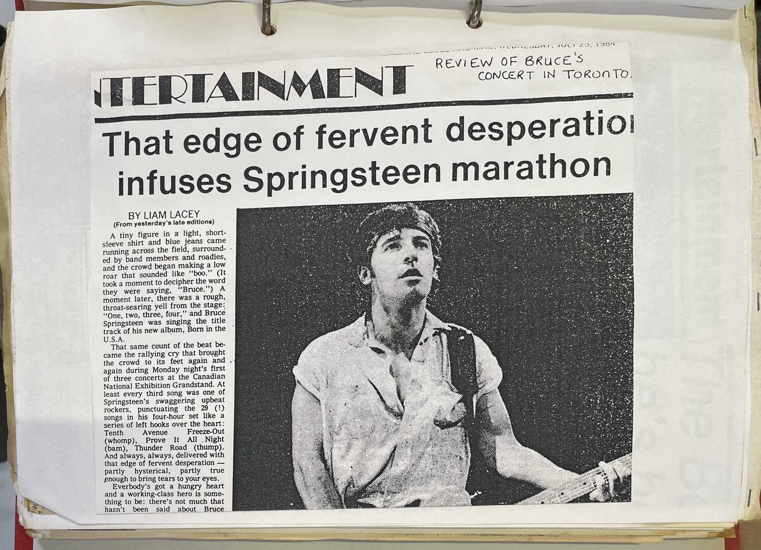 BRUCE SPRINGSTEEN - LARGE RESEARCH ARCHIVE. - Image 16 of 19