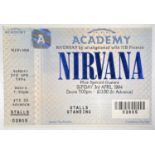 NIRVANA - COMPLETE AND UNUSED TICKET FOR BRIXTON ACADEMY, APRIL 1994.