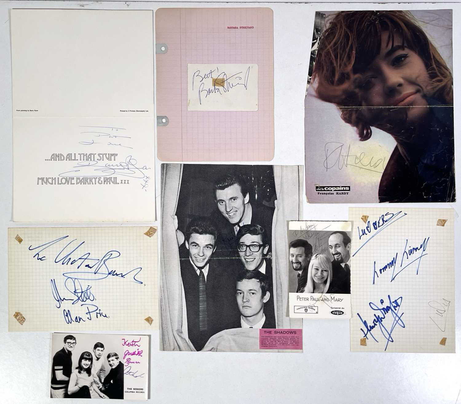 1960S ROCK AND POP STARS - SIGNED ITEMS.