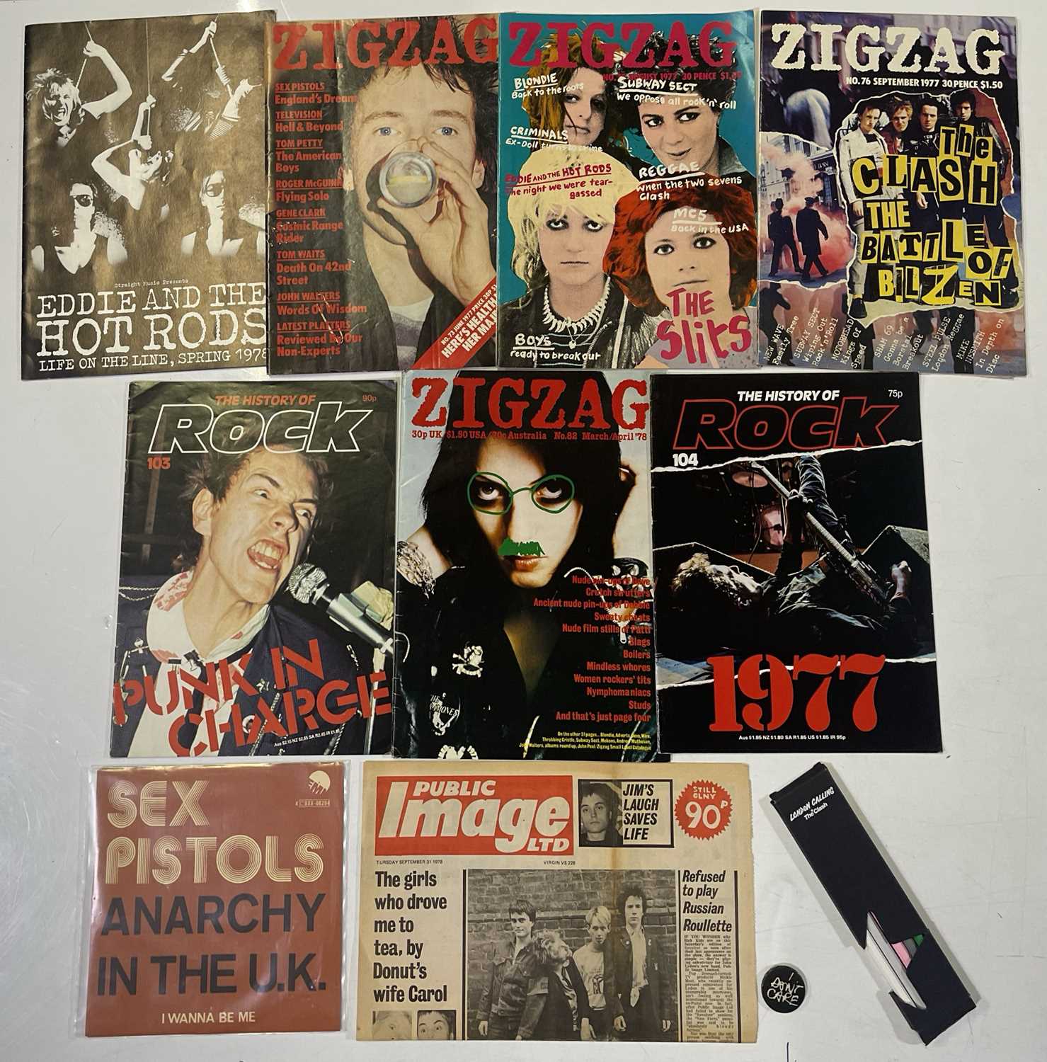 PUNK MEMORABILIA INC PUNK ERA ZIGZAG MAGAZINES.