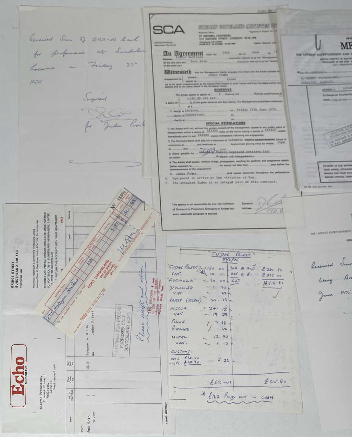 JUDAS PRIEST / BLACK SABBATH - ORIGINAL 1970-1975 CONCERT BOOKING DOCUMENTS. - Image 3 of 7