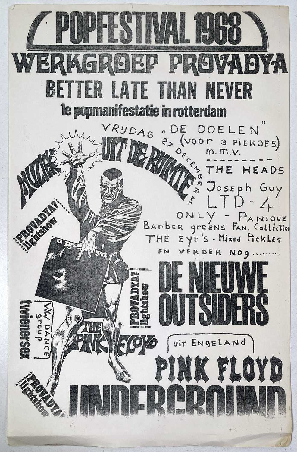 PINK FLOYD – RARE ORIGINAL 1968 POP FESTIVAL HANDBILL / MINI POSTER.