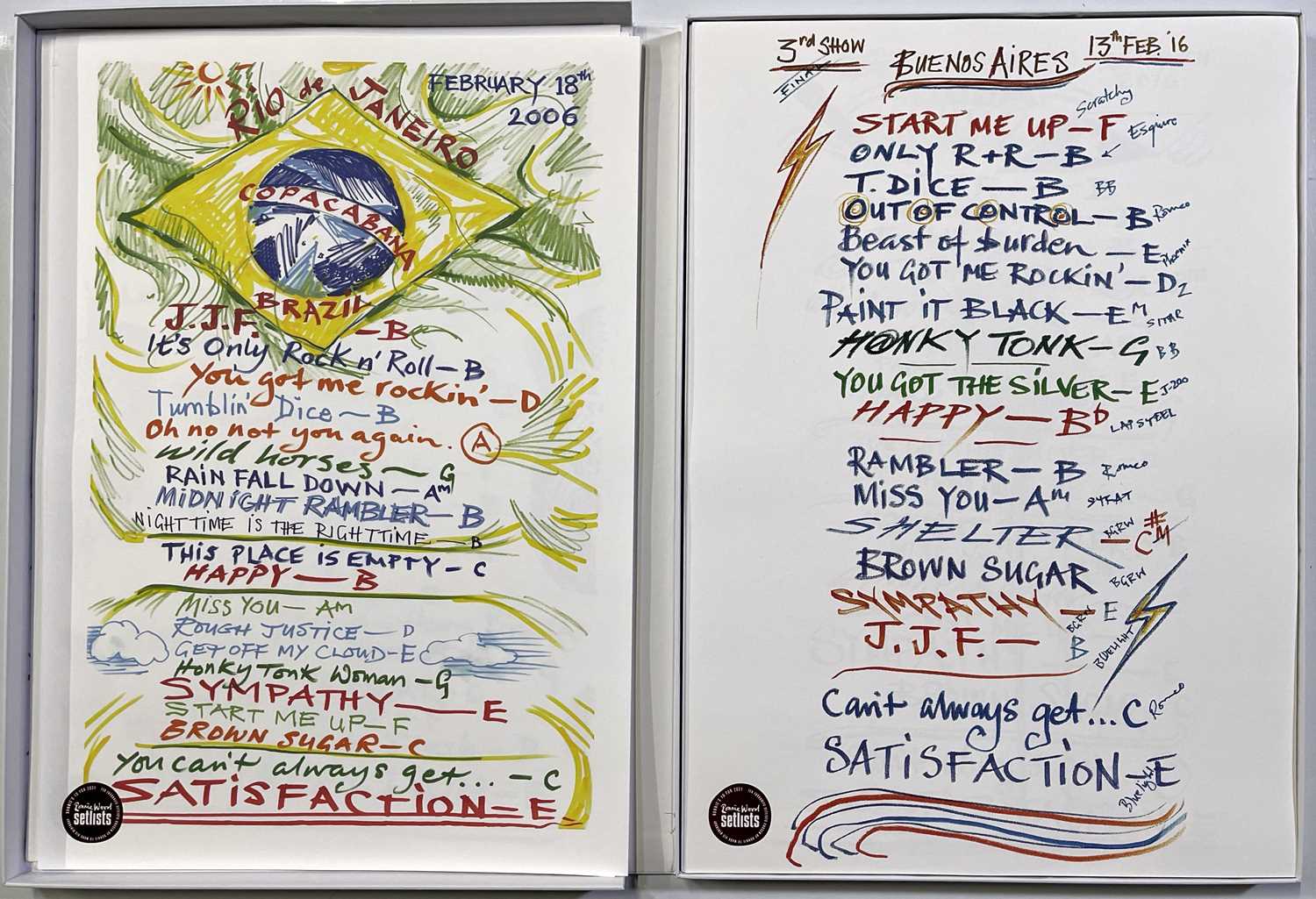 THE ROLLING STONES - RONNIE WOOD - SETLISTS '10 FOR 2021' - LIMITED EDITION RONNIE WOOD SIGNED SET. - Image 5 of 7