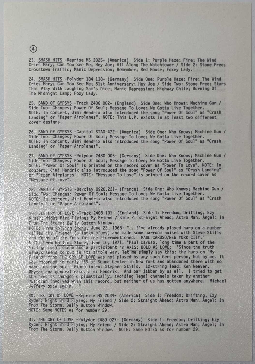 JIMI HENDRIX - AN ORIGINAL AND COMPLETE 1974 FAN CLUB NEWSLETTER. - Image 12 of 16