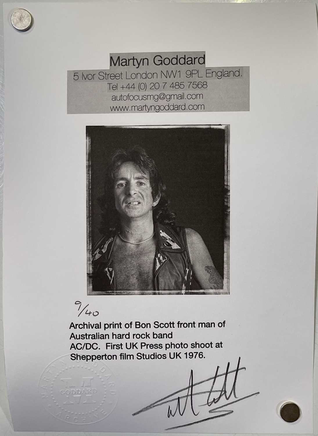 AC/DC - BON SCOTT - LIMITED EDITION MARTYN GODDARD SIGNED PRINT. - Image 2 of 2