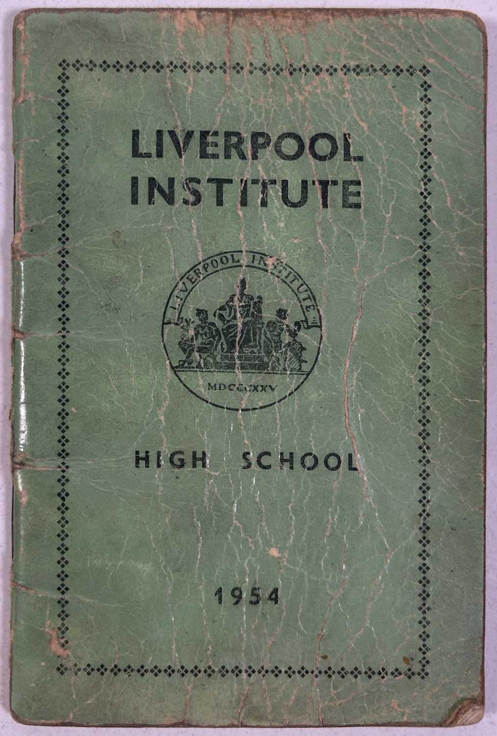 THE BEATLES - A 1954 LIVERPOOL INSTITUTE GREEN BOOK - PAUL MCCARTNEY / GEORGE HARRISON / LENNON / AS