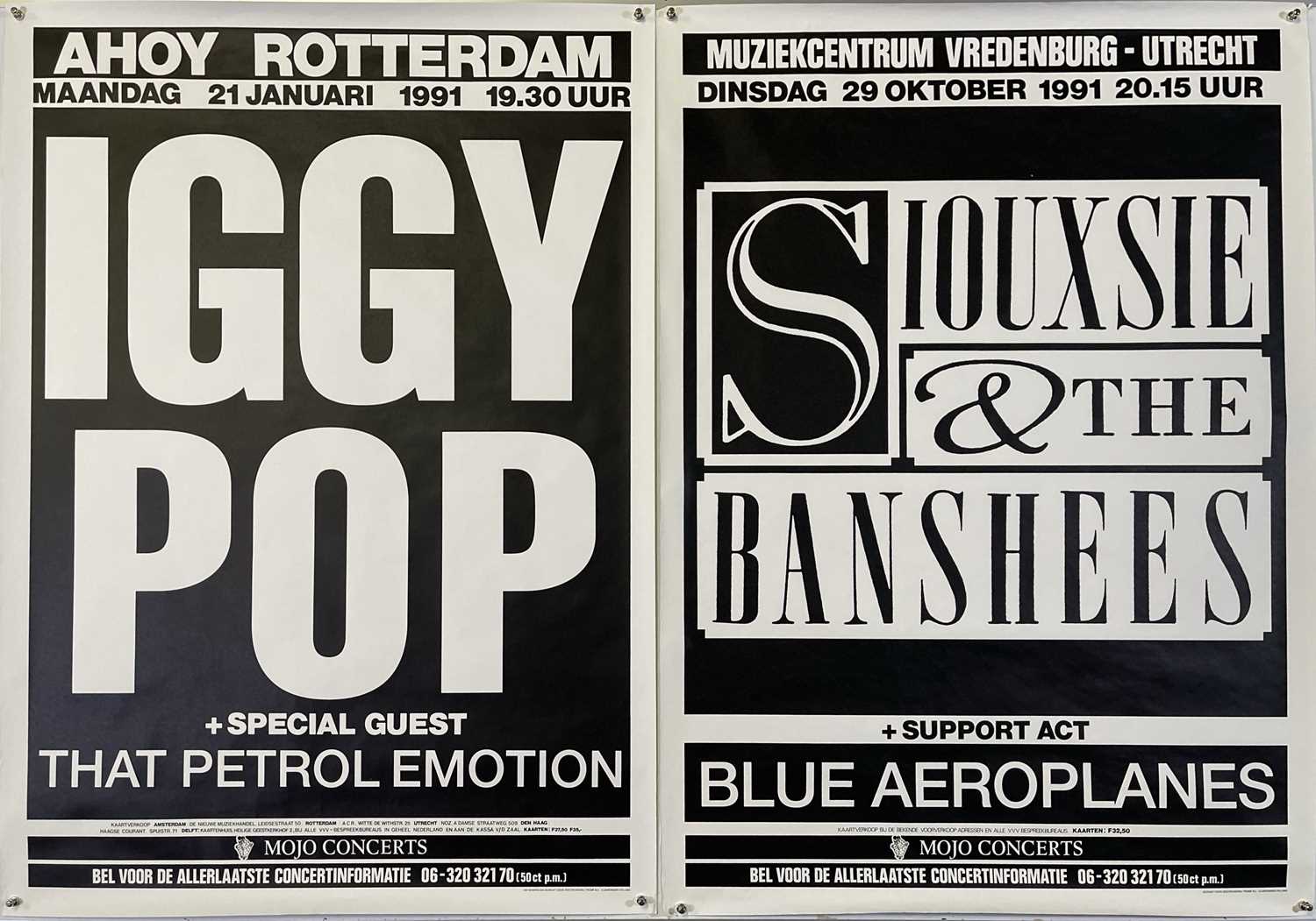 IGGY POP / SIOUXSIE AND THE BANSHEES - ORIGINAL DUTCH CONCERT POSTERS.