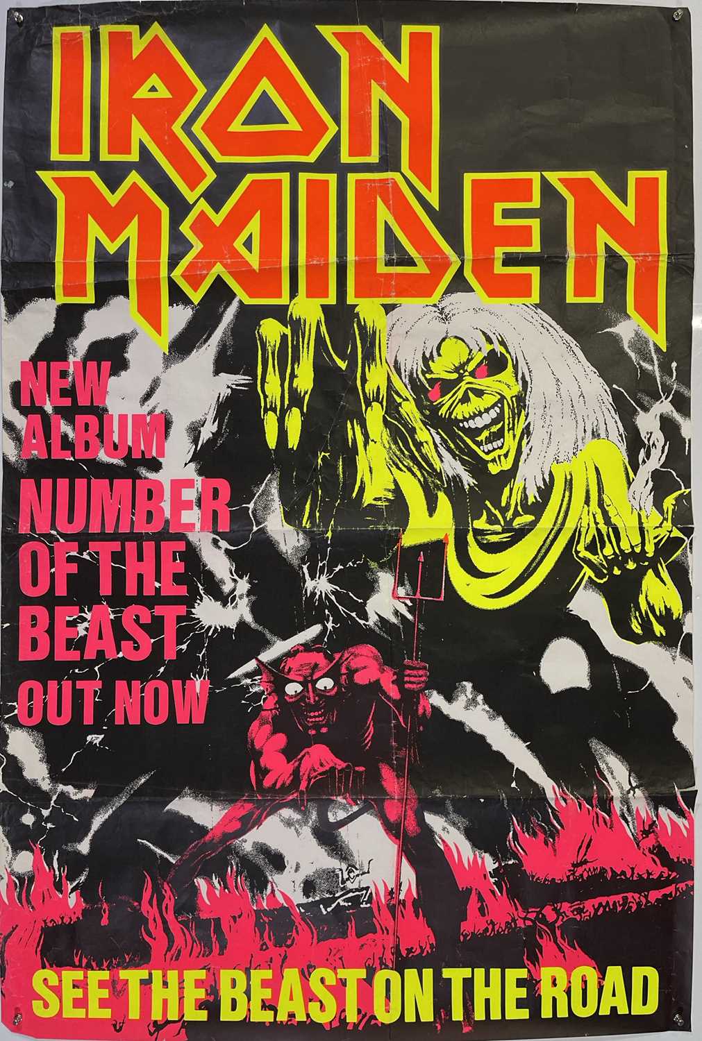 IRON MAIDEN - ORIGINAL 1982 'NUMBER OF THE BEAST' BILLBOARD POSTER.