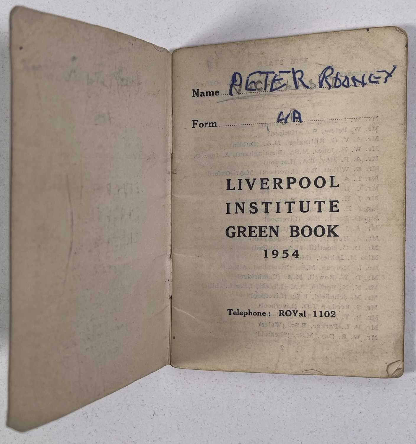 THE BEATLES - A 1954 LIVERPOOL INSTITUTE GREEN BOOK - PAUL MCCARTNEY / GEORGE HARRISON / LENNON / AS - Image 2 of 5