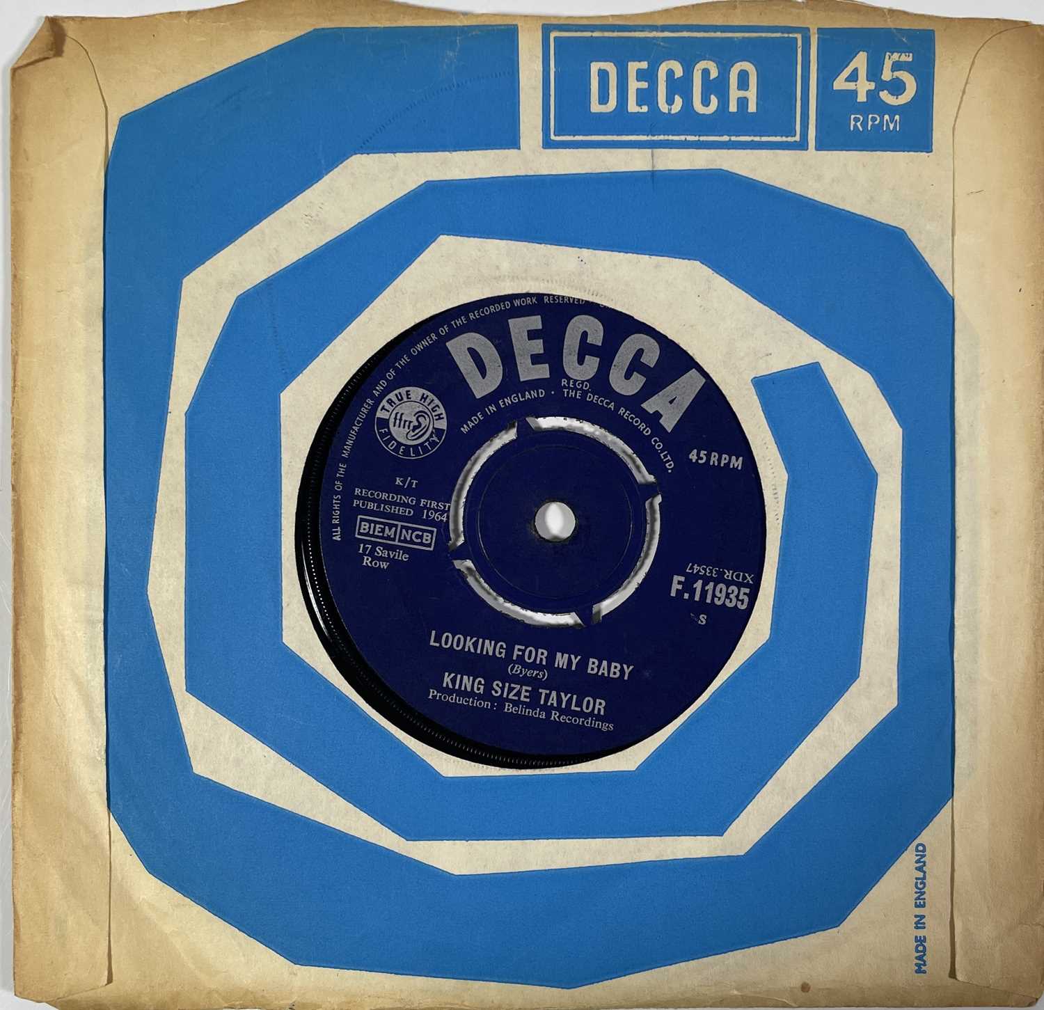 KING SIZE TAYLOR - SOMEBODY'S ALREADY TRYING 7" (ORIGINAL UK COPY - DECCA F.11935) - Image 2 of 4