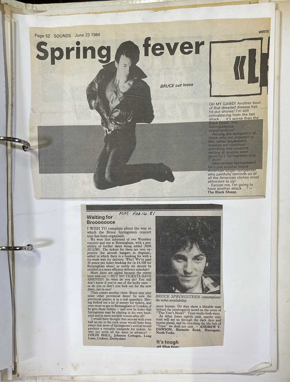 BRUCE SPRINGSTEEN - LARGE RESEARCH ARCHIVE. - Image 12 of 19