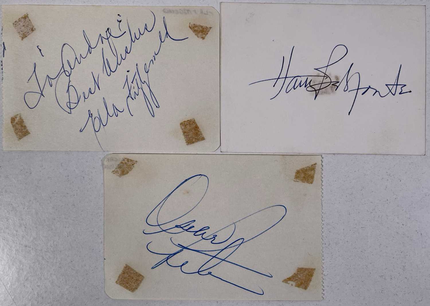 JAZZ / BLUES AUTOGRAPHS - ELLA FITZGERALD / OSCAR PETERSON / HARRY BELAFONTE.