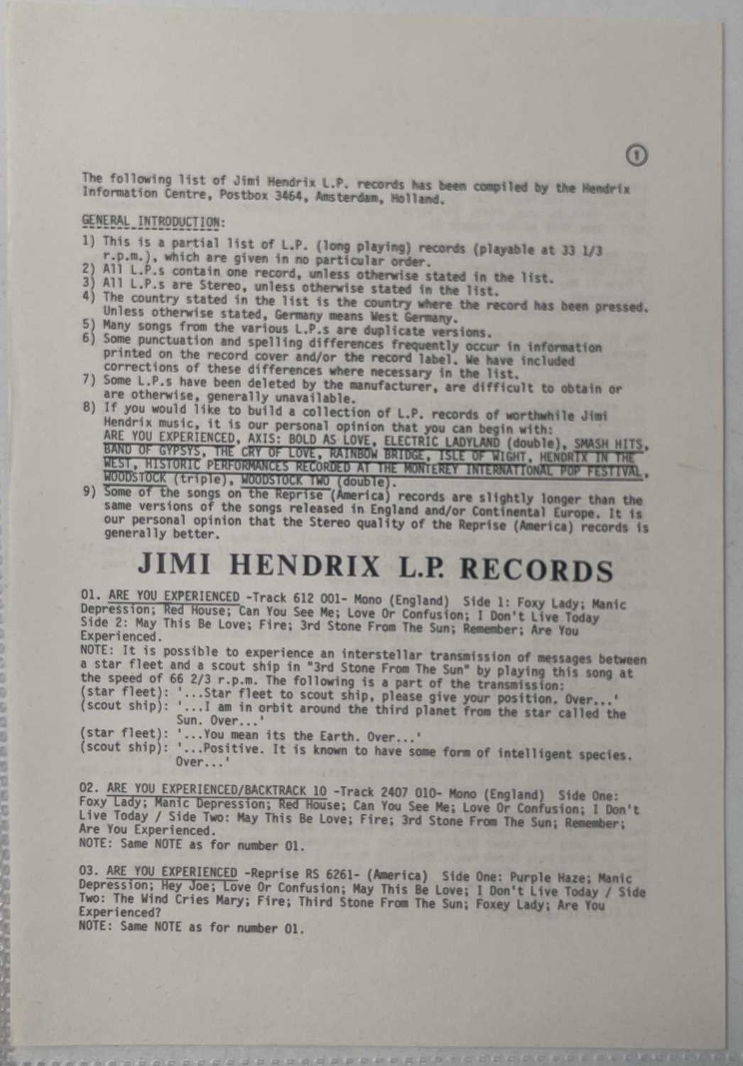 JIMI HENDRIX - AN ORIGINAL AND COMPLETE 1974 FAN CLUB NEWSLETTER. - Image 9 of 16