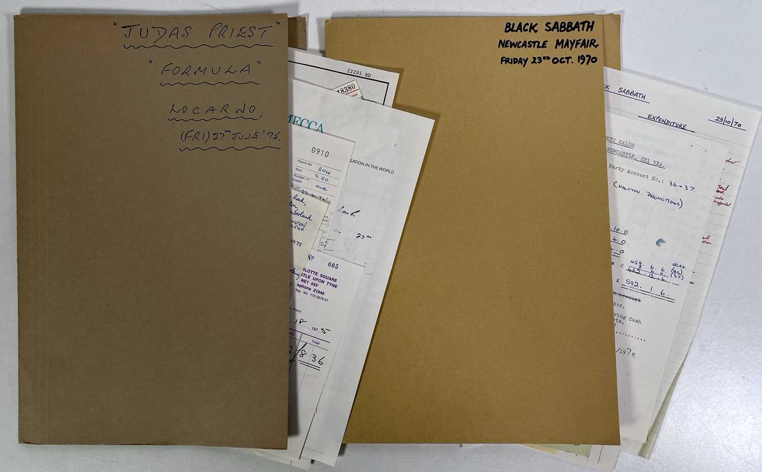 JUDAS PRIEST / BLACK SABBATH - ORIGINAL 1970-1975 CONCERT BOOKING DOCUMENTS.