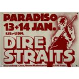 DIRE STRAITS - MARTIN KAYE DESIGNED 1981 PARADISO, AMSTERDAM CONCERT POSTER.