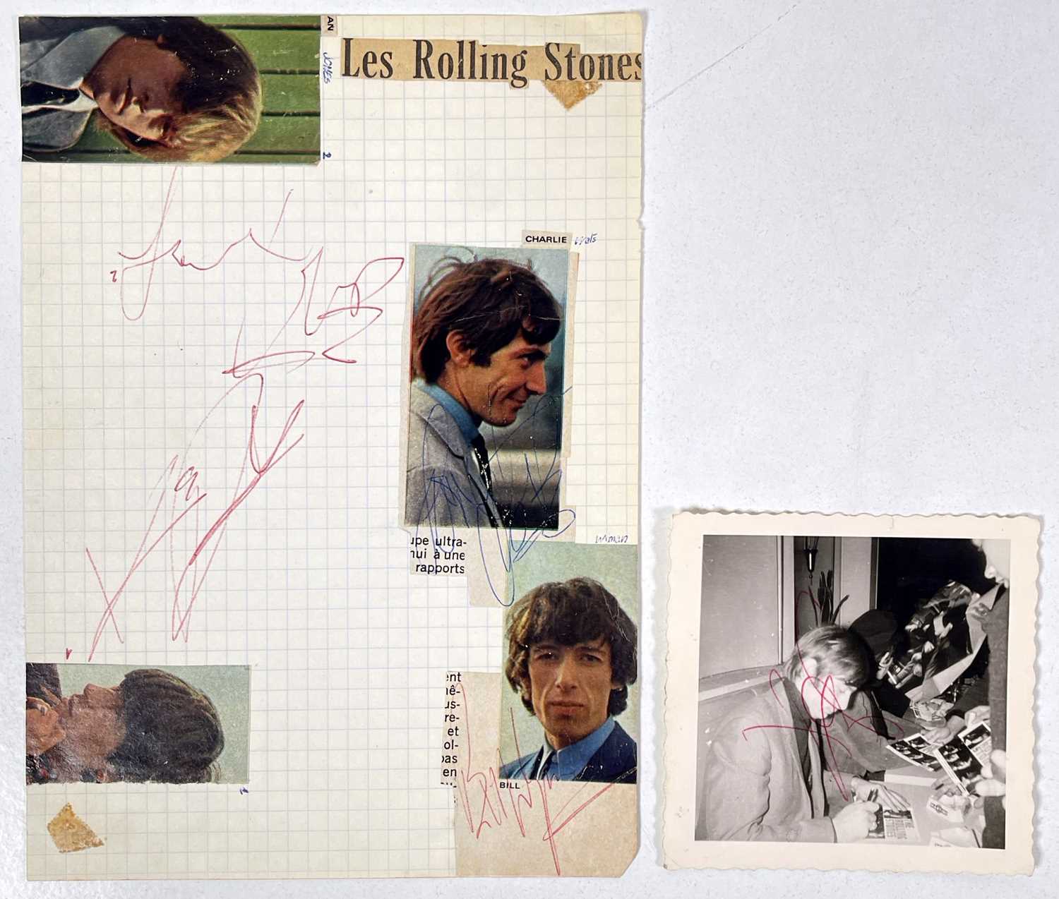 THE ROLLING STONES - SIGNATURES INC ORIGINAL CANDID CHARLIE WATTS PHOTO.