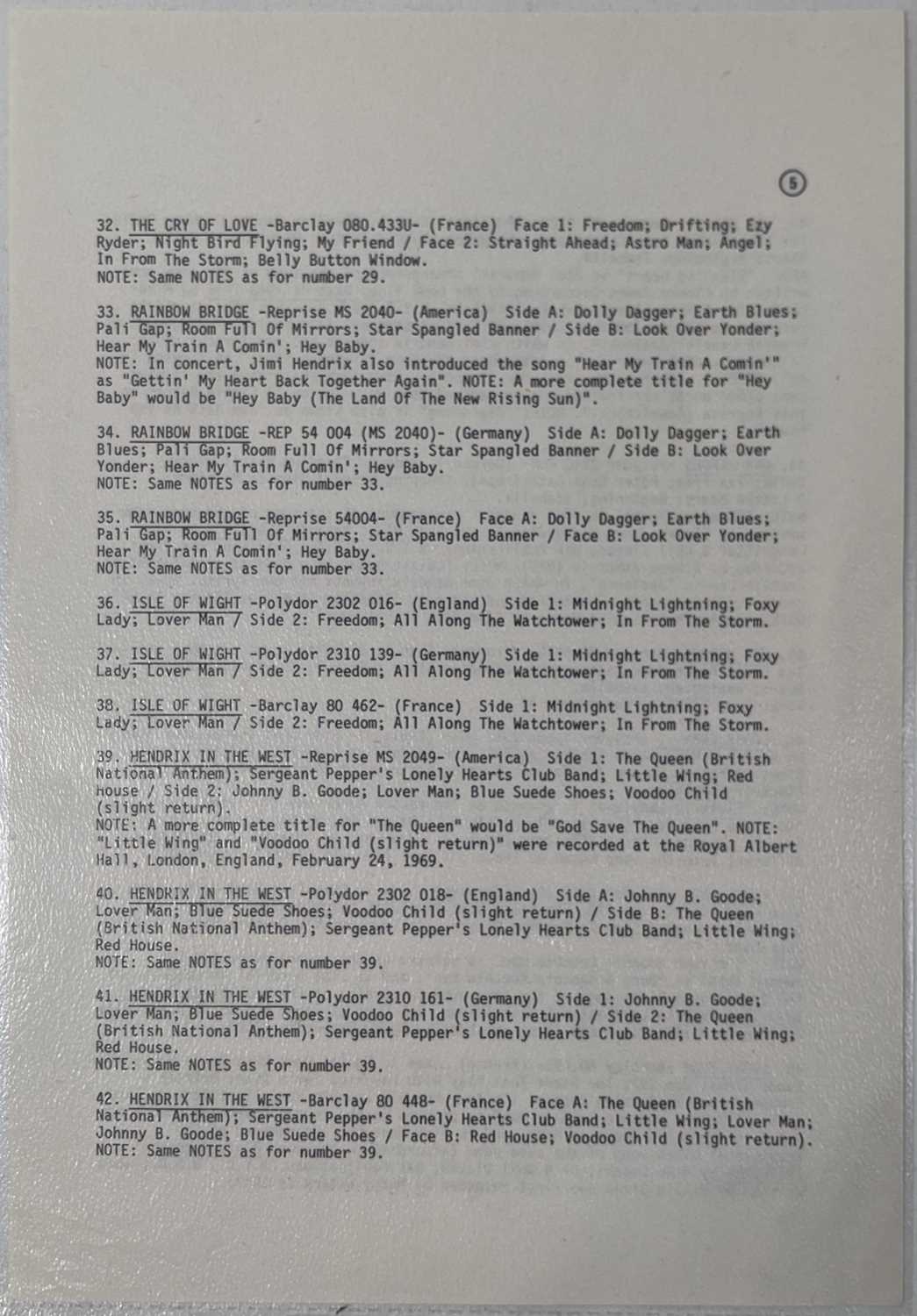 JIMI HENDRIX - AN ORIGINAL AND COMPLETE 1974 FAN CLUB NEWSLETTER. - Image 13 of 16