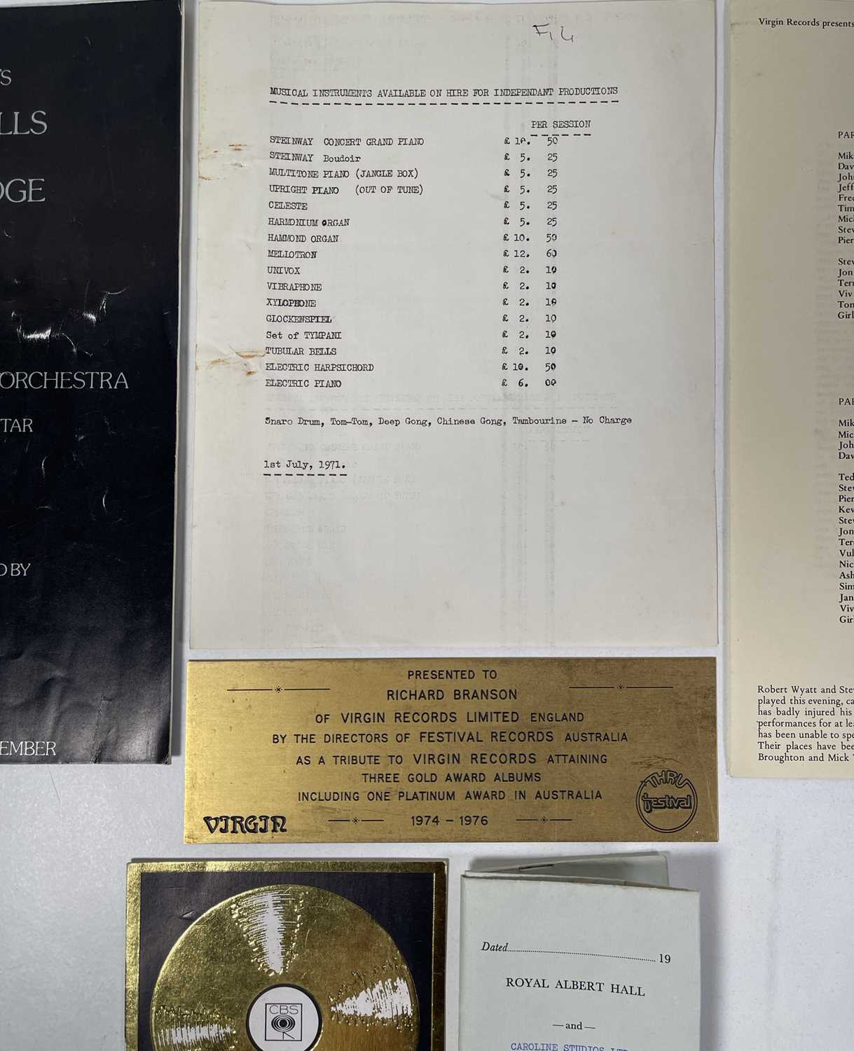 MIKE OLDFIELD / TUBULAR BELLS - DOCUMENTS / PROGRAMMES ETC. - Image 2 of 7