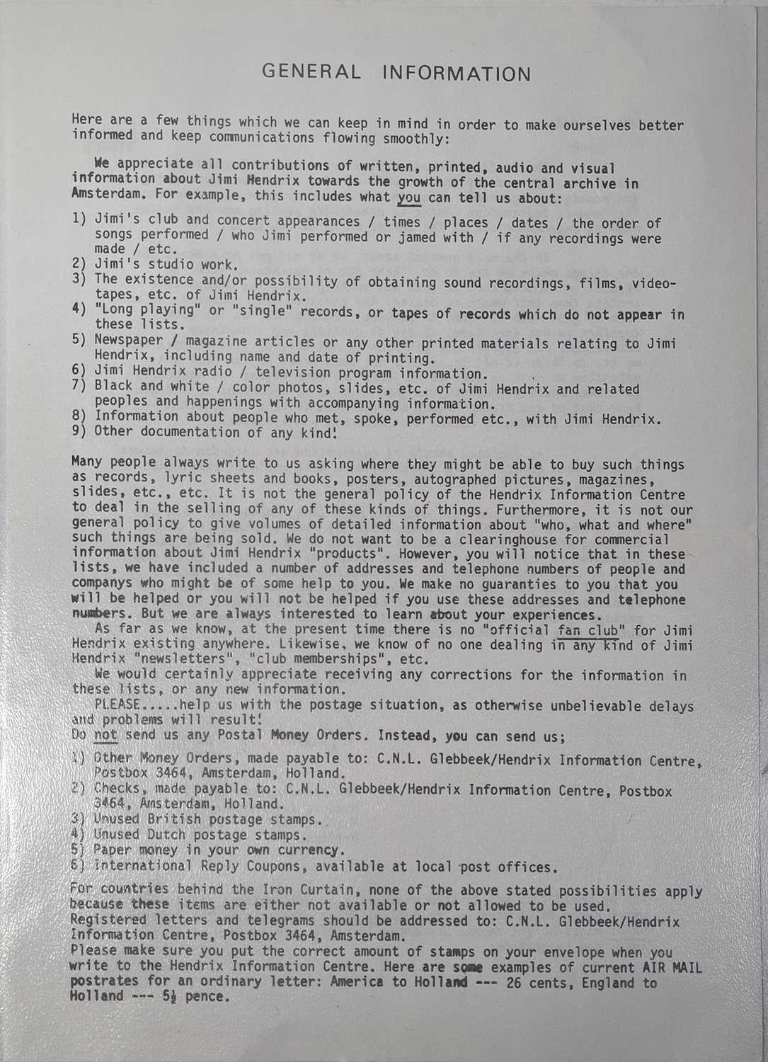 JIMI HENDRIX - AN ORIGINAL AND COMPLETE 1974 FAN CLUB NEWSLETTER. - Image 4 of 16