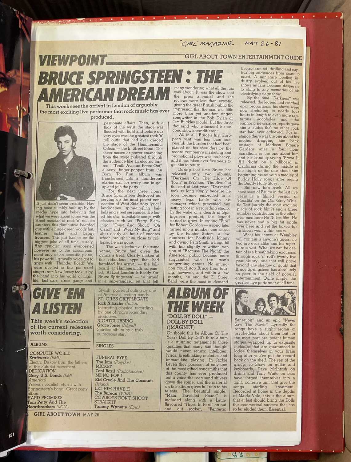 BRUCE SPRINGSTEEN - LARGE RESEARCH ARCHIVE. - Image 5 of 19