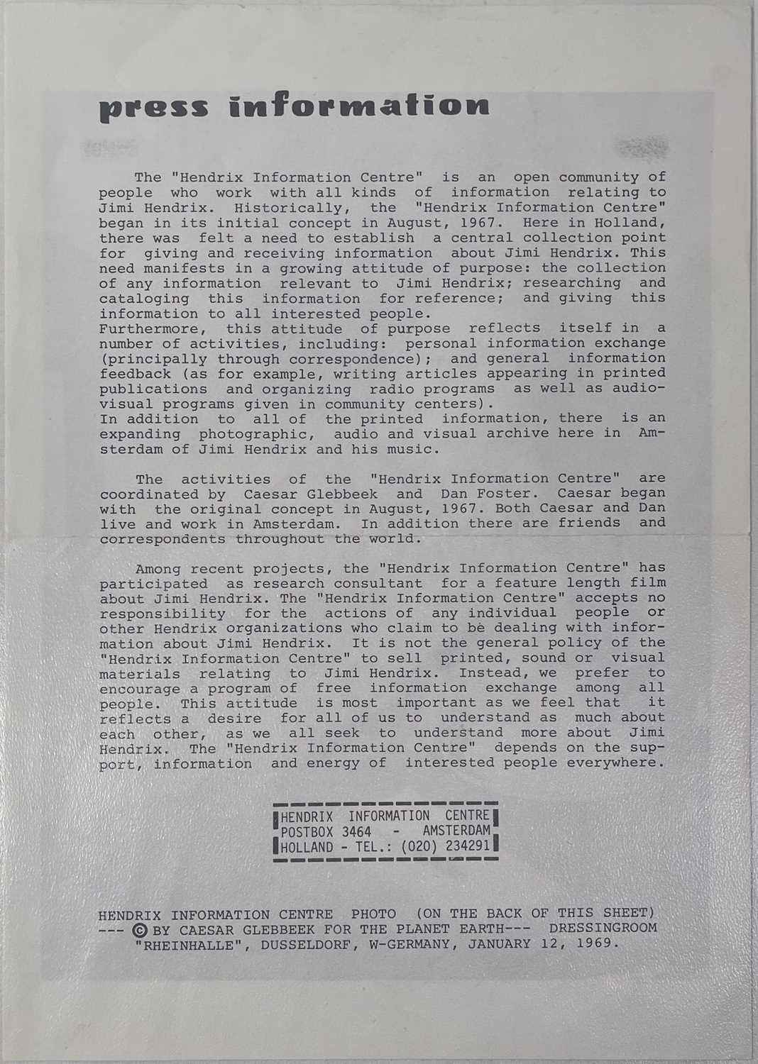 JIMI HENDRIX - AN ORIGINAL AND COMPLETE 1974 FAN CLUB NEWSLETTER. - Image 5 of 16