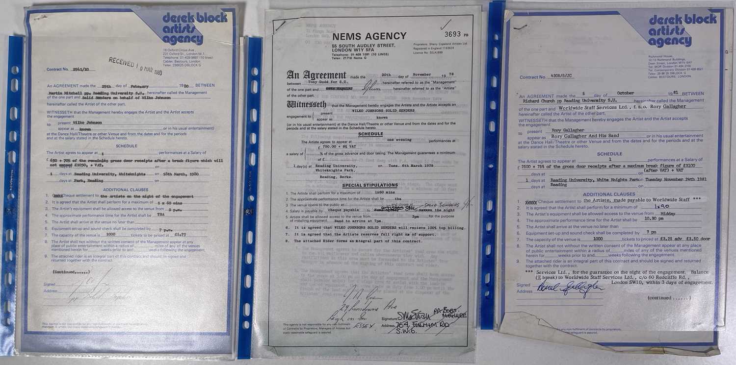 1970S/80S CONTRACTS/BOOKING AGREEMENT ARCHIVE - CLASSIC ROCK INC RORY GALLAGHER . - Image 2 of 4